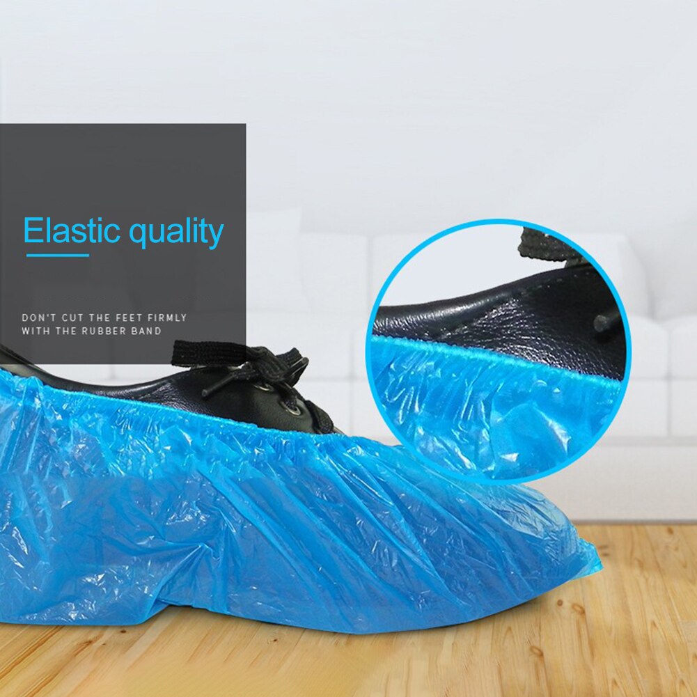 10 Stuks Wegwerp Overschoenen Wegwerp Plastic Dikke Outdoor Regenachtige Dag Tapijt Reinigen Schoen Cover Blauw Waterdichte Schoen Covers