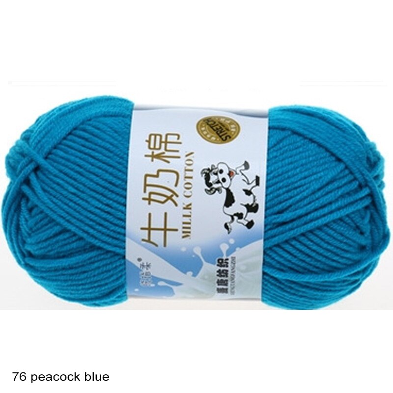 Hand Breien Levert Breiwol Haak Garen Melk Katoen Hand Gebreide Garen Geverfd Breien Garens Glad Melk Fiber: 76 peacock blue