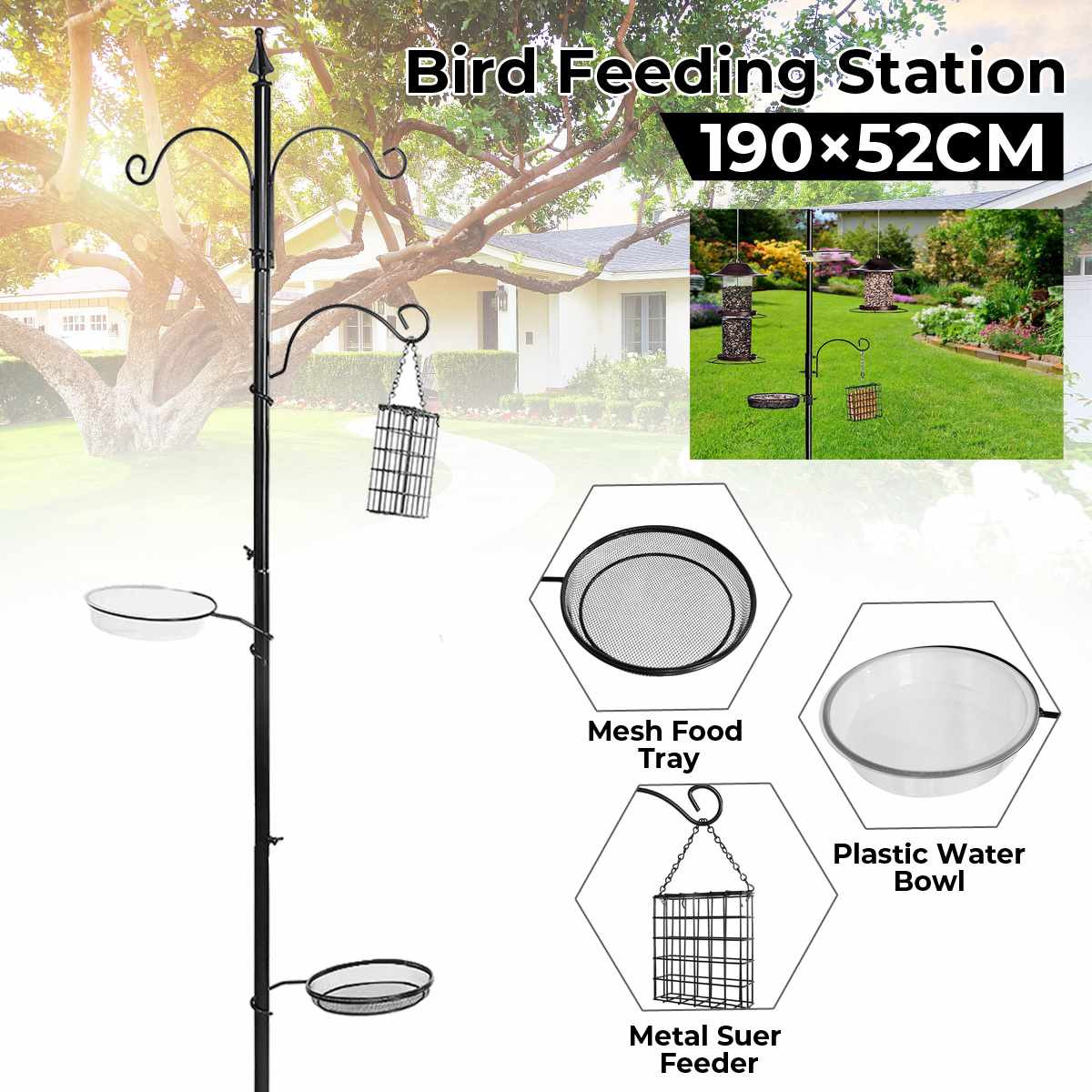 190x52cm Garden Bird Feeding Feeder Station Floor Mounted Wild outdoor Bird Feeder Station For Garden