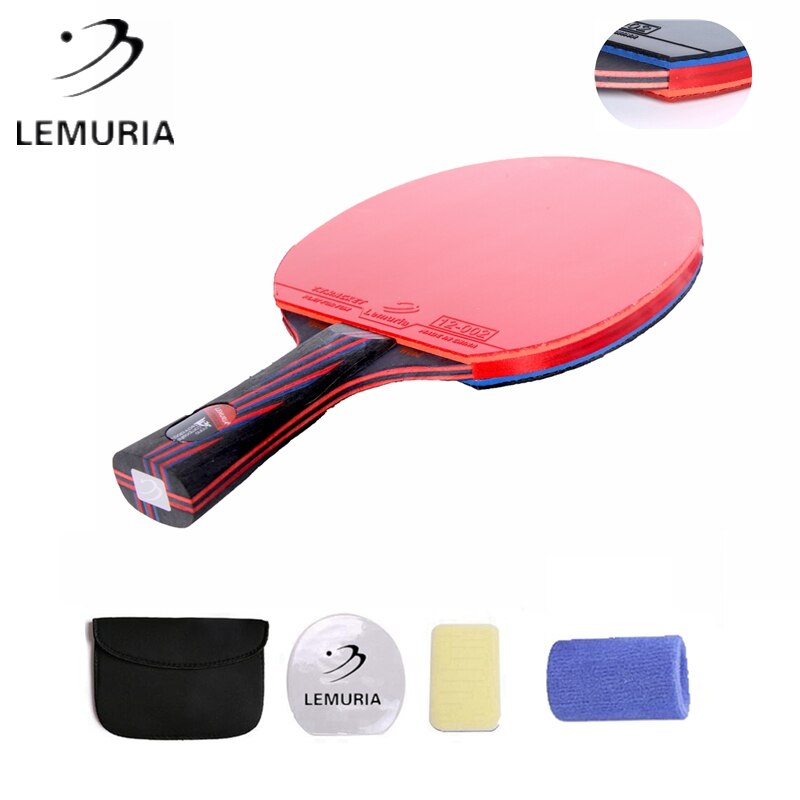 Lemuria Pro Carbon Fiber Table Tennis Racket FL Or CS Handle Ping Pong Bats Glued With Unsticky Pimples In Rubber And Black Case