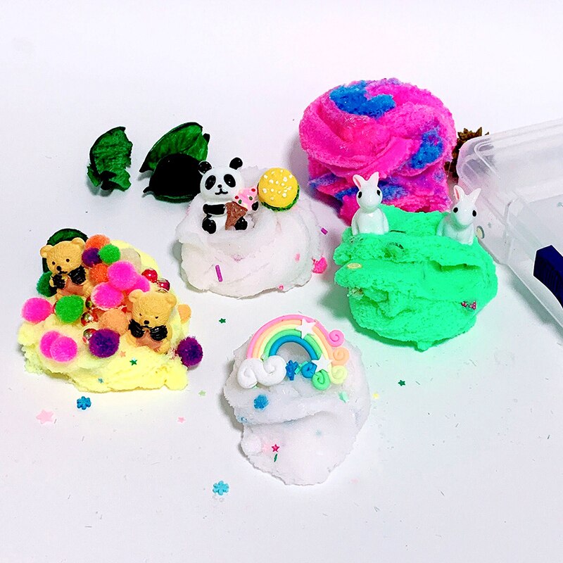 Colorful Miscelazione Nube Neve Melma Squishy Anti-stress Bambini Fanghi Arcobaleno di Cotone Giocattolo Per Il Regalo Plastilina Coniglio Panda Slime giocattolo