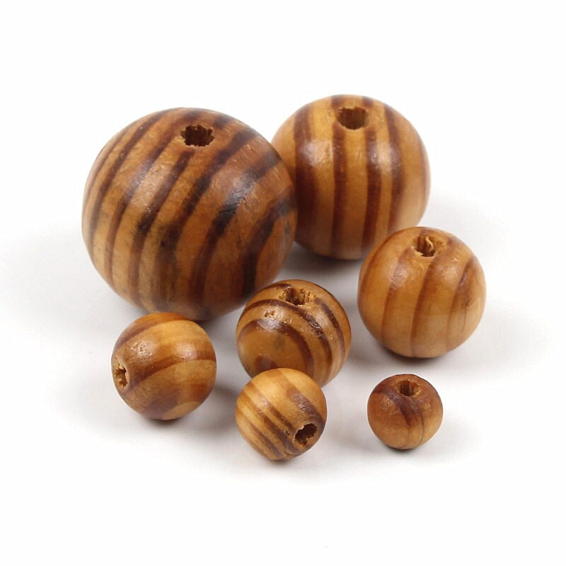 Natural Pine Round Ball Solid Wooden Beads Crafts For Jewelry Making Diy Wood Handmade Home Decoration 6-30mm