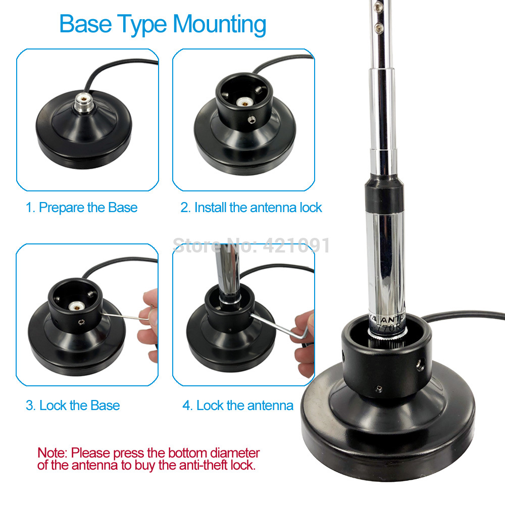 Hoge Gekwalificeerde Auto Antenne Vergrendeling Mount Anti-diefstal Apparaat Gesp Ring Lock Antenne en Beugel Base HH-ALM01