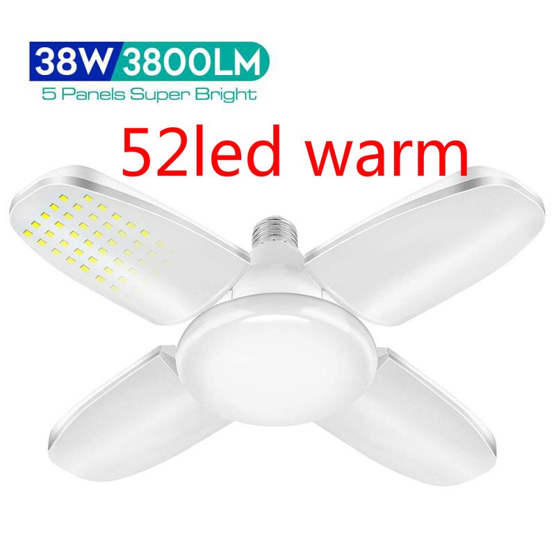 Super Helle Industrielle Beleuchtung 38W E27 LED Fan Garage Licht 6500K 3800LM AC 85-265V LED hoch Bucht Industrielle Lampe Für Werkstatt: warm / 1Stck