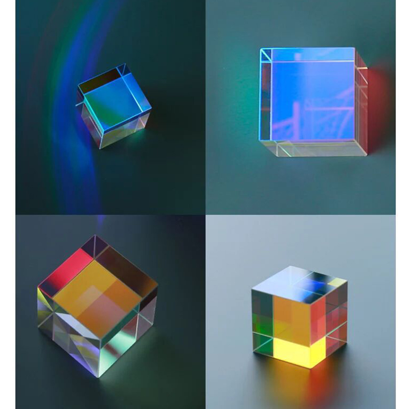 Prism Six-Sided Bright Light Combine Cube Prism Home Decoration Prism Glass Optical Prism Rainbow Cube Kid's Science Experiment
