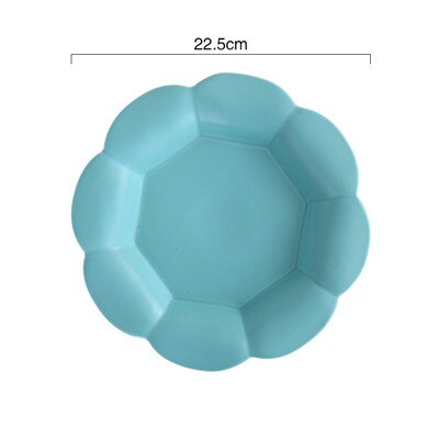 Platos de postre con forma de flor de cerámica mate, accesorios creativos para fotos, plato de fruta para pastel, plato de desayuno, vajilla de cocina, 1Pce: Blue