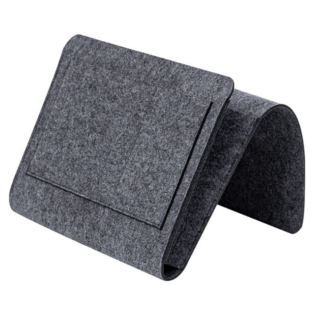 Bedside Holder Phone Tablet Books Storage Pouch Bed Headboard Footboard Organizer Bag Felt Pocket: dark grey
