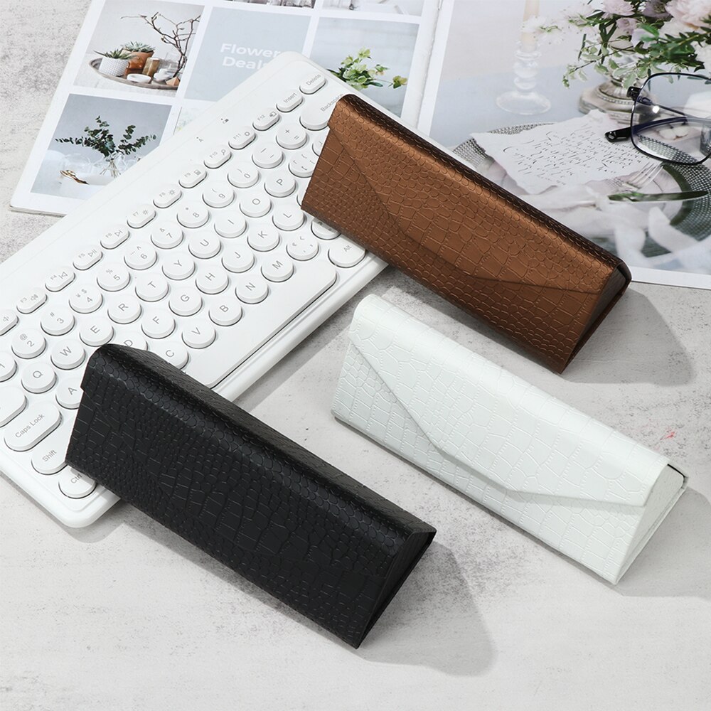1 Pcs Crocodile Texture Folding Triangle Sunglasses Box PU Waterproof Eyewear Case Protective Glasses Box Eyeglasses Organizer