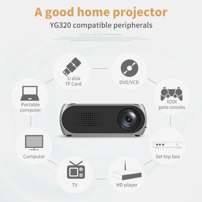 Salange YG320 Mini proyector LED, 600 lúmenes 320x240 SD AV HDMI proyector Home Media Play USB Beamer