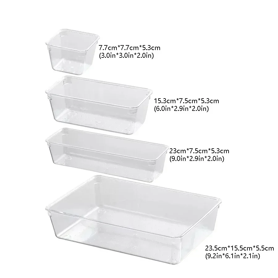 24/16/8/4 Stück Schubladen-Organizer-einstellen, durchsichtiger Kunststoff, Schreibtisch-Trennblätter, Behälter, Schlafzimmer, Kommode, Büro, Aufbewahrungsbox für machen-hoch-Spielereien: Braun