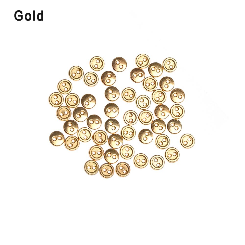 50pcs 3mm 4mm 5mm 6mm 7mm 8mm Mini buttons metal mixed color round bread buttons doll buttons for diy sewing blyth doll clothing: Gold / L 5MM