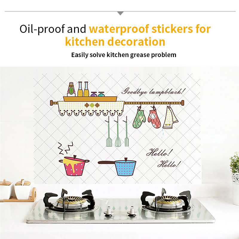 Self-Adhesive Tile Stickers Paper High Temperature Kitchen Oil-Proof Stickers Anti-Oil Gas Stove Ceramic Tile Wall Stickers