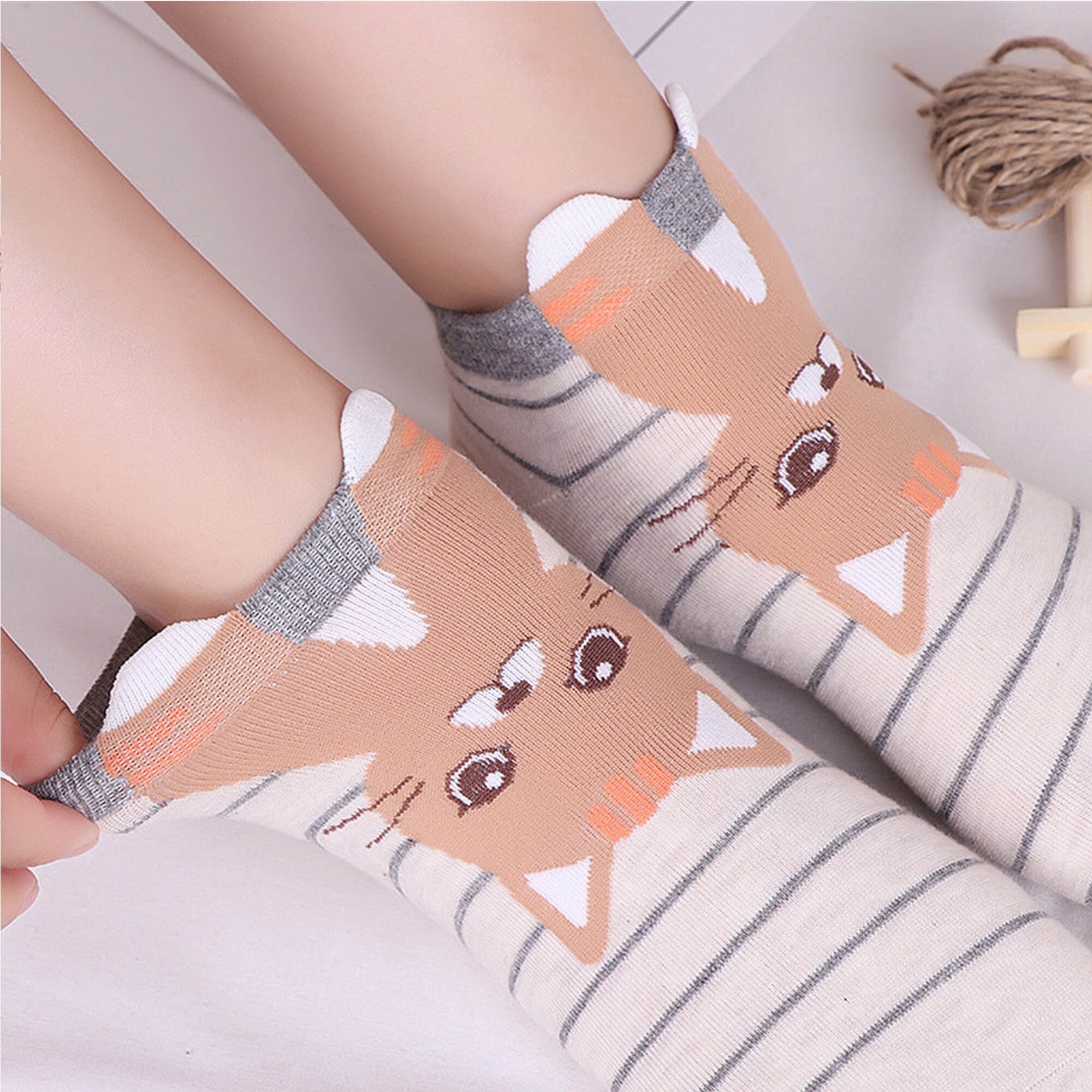 1 par kvinder bomuldsstrømper sjov sød glad kat ankel korte kvinder sokker afslappet dyre pige sokker 35-40