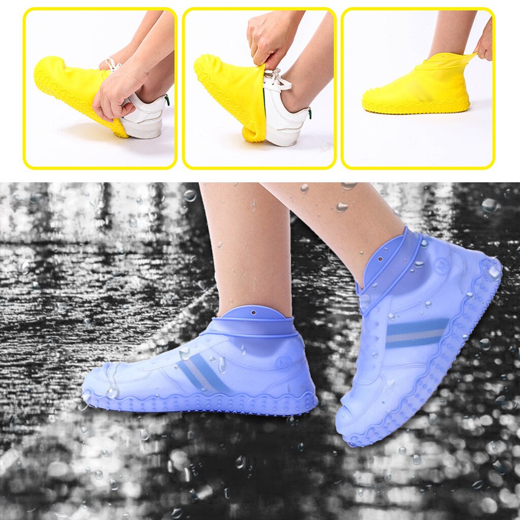 1 Pair shoes cover rain waterproof Reusable solicone Slip-resistant Rain Boot Overshoes S/M/L Rain Boot d90918