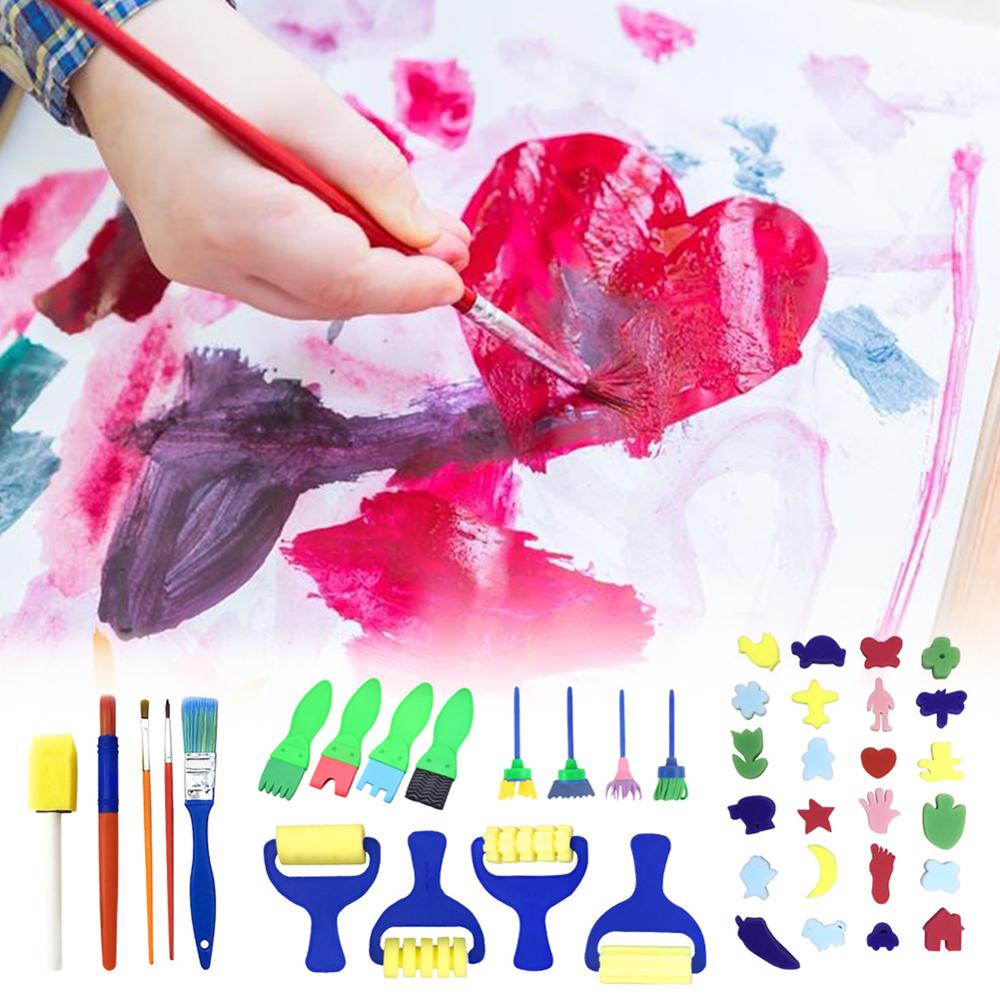 42PC Children Learning Toys Washable Finger Paint Brush Set Art Craft Supplies Suitable for 3 4 5 6 Years Old Children Preschool