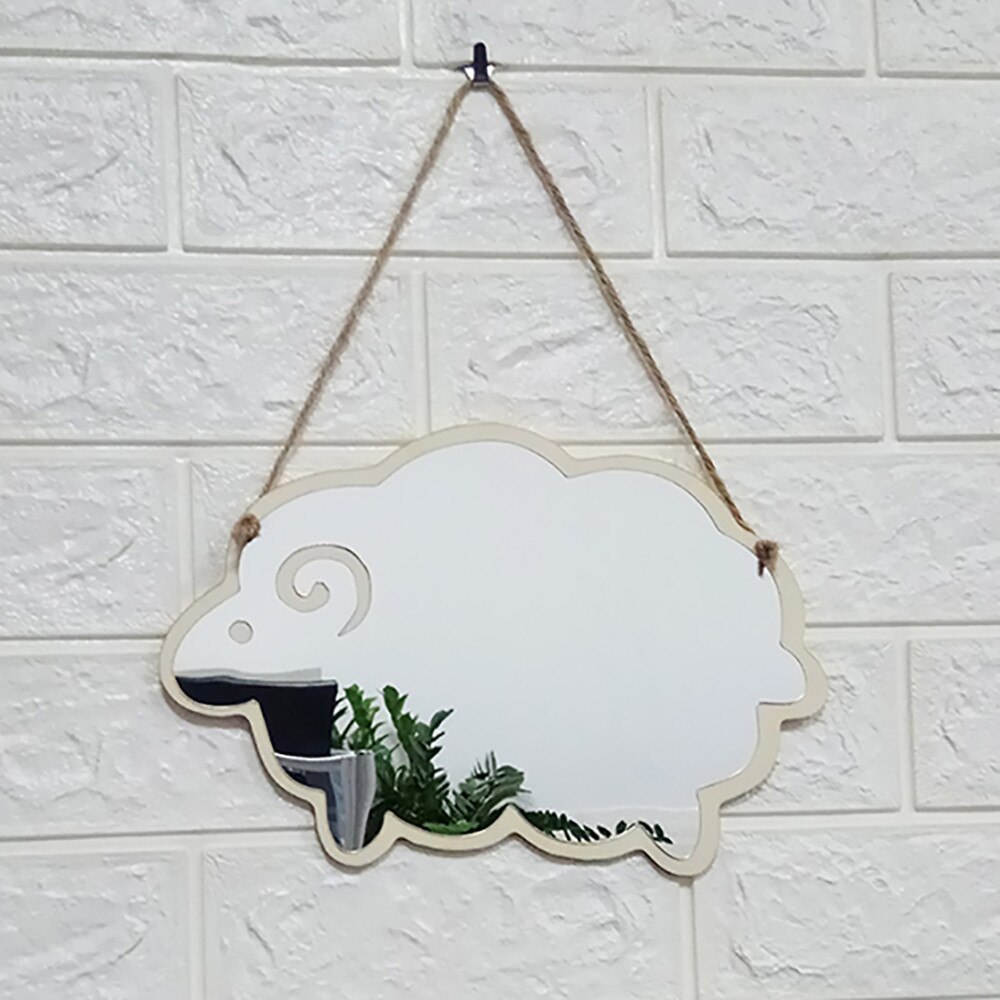 Wall sticker picture frame Nordic Wood Acrylic Mirror Cartoon Wall Camera Props Kids Room Wall Decoration porta retrato @: F
