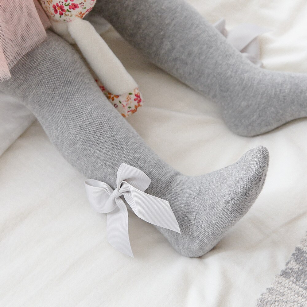 Roze Prinses Peuter Panty Pasgeboren Baby Kousen Kinderen Beenwarmers Bow Kids Kleding: Gray / 12-24 months