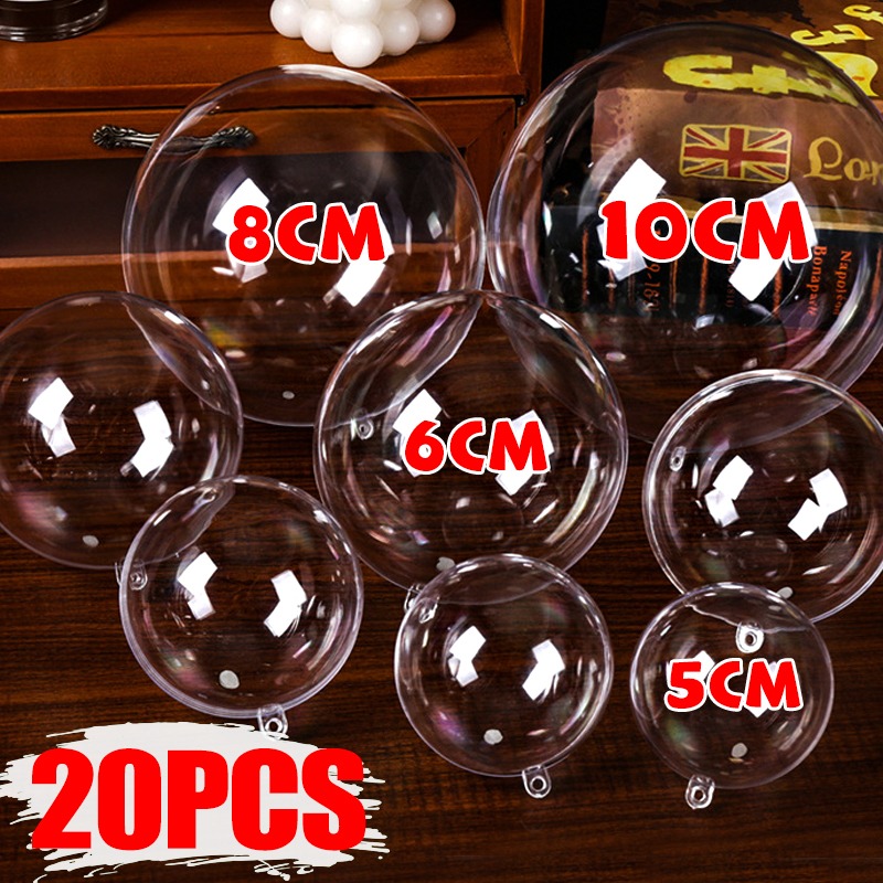 1/20x Puste Bombki Choinkowe DIY Przezroczyste Kulki Wypełnialne Ozdoby na Choinkę Wiszące Kulki Dekoracje na Domowe Przyjęcia Weselne Przezroczyste Zawieszki