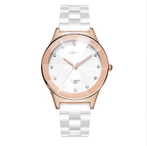 TIke Toker, Luxe Witte Keramische Waterbestendig Klassieke Makkelijk Lezen Sport Vrouwen Polshorloge Dame Strass horloge 08: Mens Gold