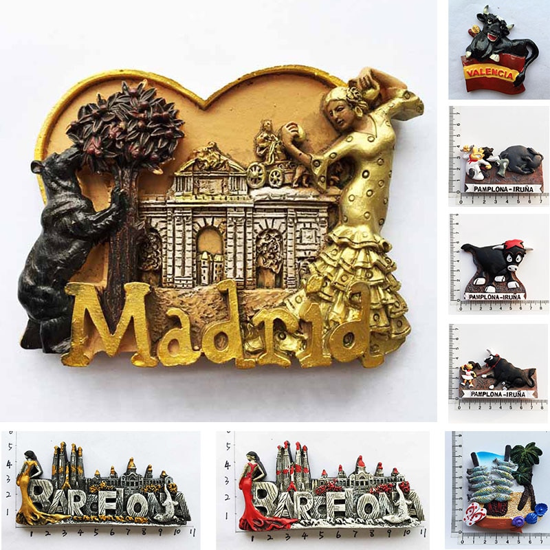 Madrid barcelona køleskabsmagneter spanien turist souvenirs flamenco dansepige pamplona valencia magneter til køleskabe