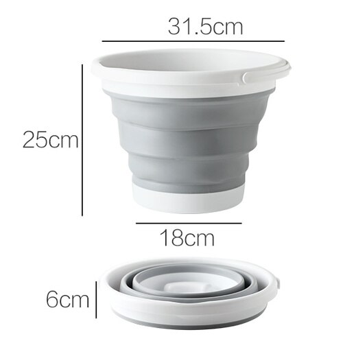 Cubo plegable de 3L/7L color rosa para turismo, limpieza de casas, pesca, Camping, coche, gran cubo de lavado para el hogar: 7L grey