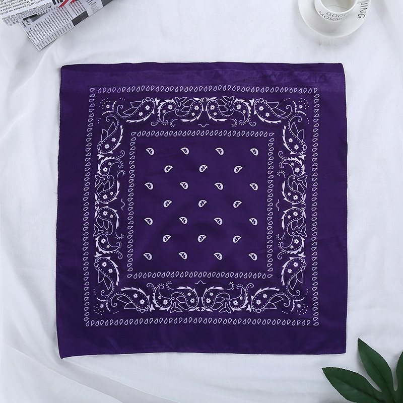 Unisexe Hip Hop noir Bandana chapeaux bandeau de cheveux cou écharpe bandes à poignet carré foulards imprimer mouchoir 55cm