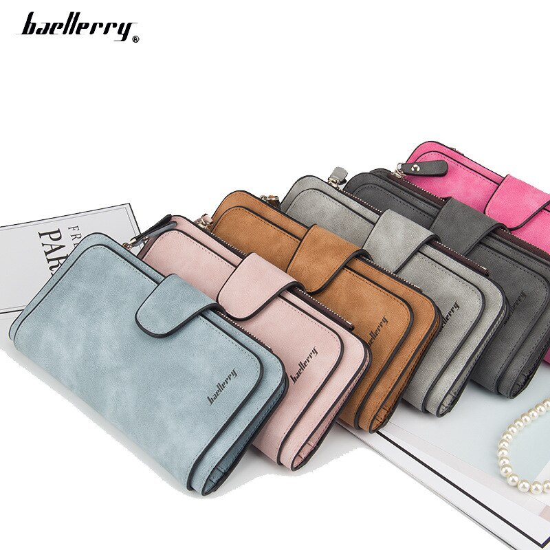 Cartera de cuero de lujo para mujer, cartera de mano informal con cremallera y bolsillo