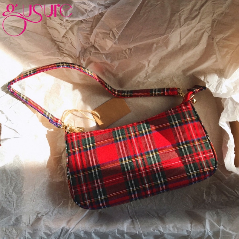 Gusure vintage retro taschen damen hand tasche Französisch plaid rote tasche frau elegante bolsa feminina schulter tasche