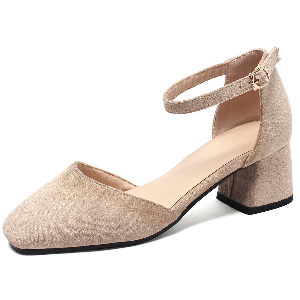 KARINLUNA Big Size 32-43 Ladies Casual Party Ol Sandals Med Chunky Heels Sandals Women Summer Shoes Woman: Beige / 9