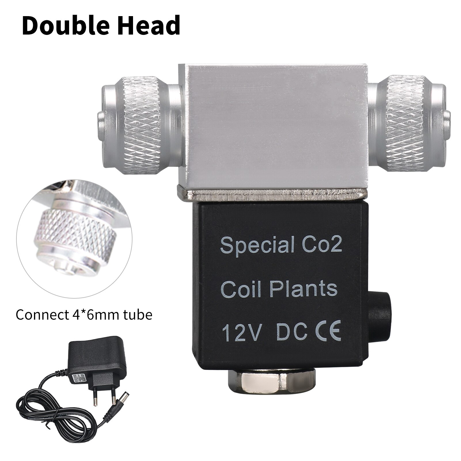 CO2 Magneetventiel Dc 12V Output Aquarium CO2 Regulator Systeem Elektrische Lage Temperatuur Magnetische Valve Voor Aquarium Aquarium: Double head EU plug