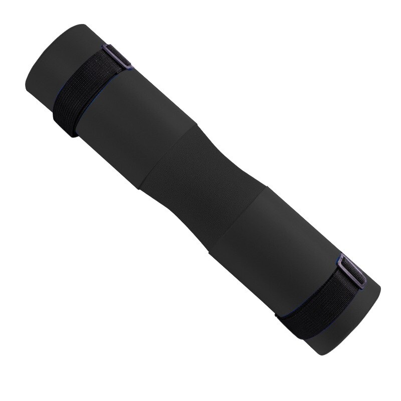 Almohadilla para sentadillas, mancuerna con correas de fijación, Protector para cuello y hombros, equipo de gimnasio para culturismo, levantamiento de pesas: Black with band