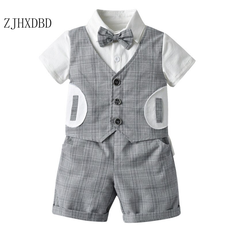 12M-6Y Wedding Suits for Boys Formal Wear Summer Cotton Boy Suits Boy Costume Kids Blazer Baby Boy Outfits Chlidren Clothing Set