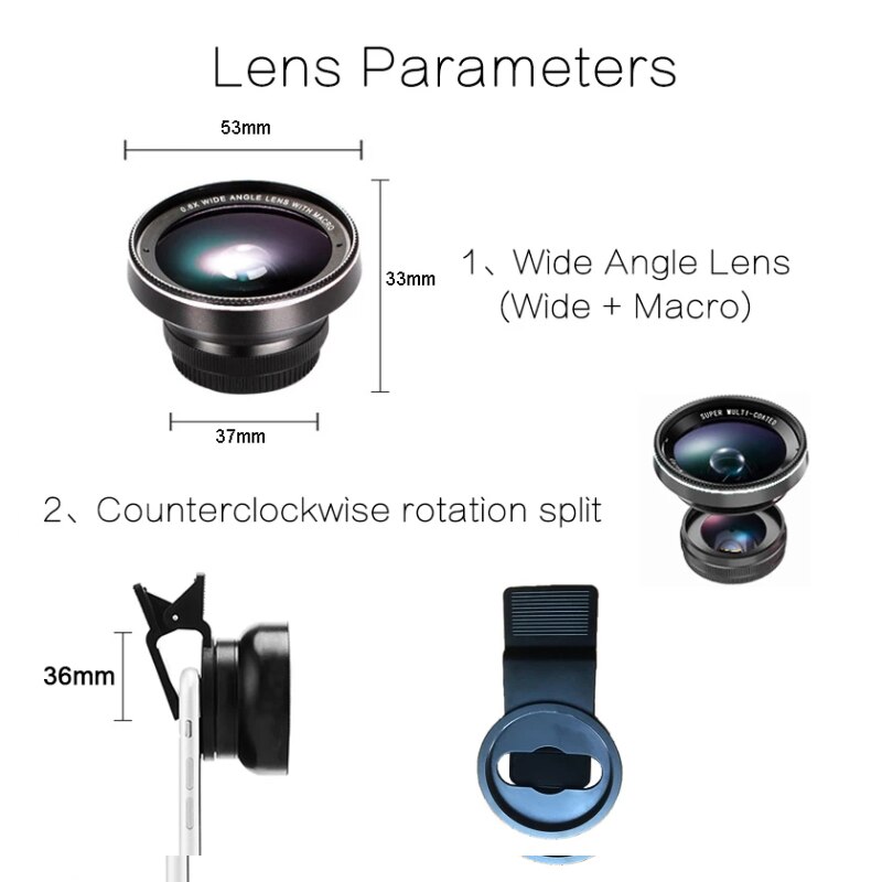 TOKOHANSUN Camera lens 4k HD 0.6x Wide Angle + 15x Macro Lens for IPhone 7 6s 5s 8 X XS se plus Mobile phone smartphone