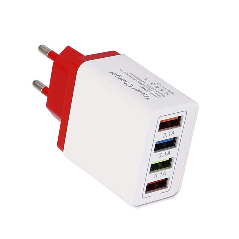 4USB Controllo di Qualità 4.0 Qualcomm Ricarica Rapida 4 3.0 3.1A USB di Ricarica Veloce Adattatore di Alimentazione per Samsung IPhone HTC 4 Porte caricatore del telefono DEGLI STATI UNITI UE: EU Plug / Red 4 ports