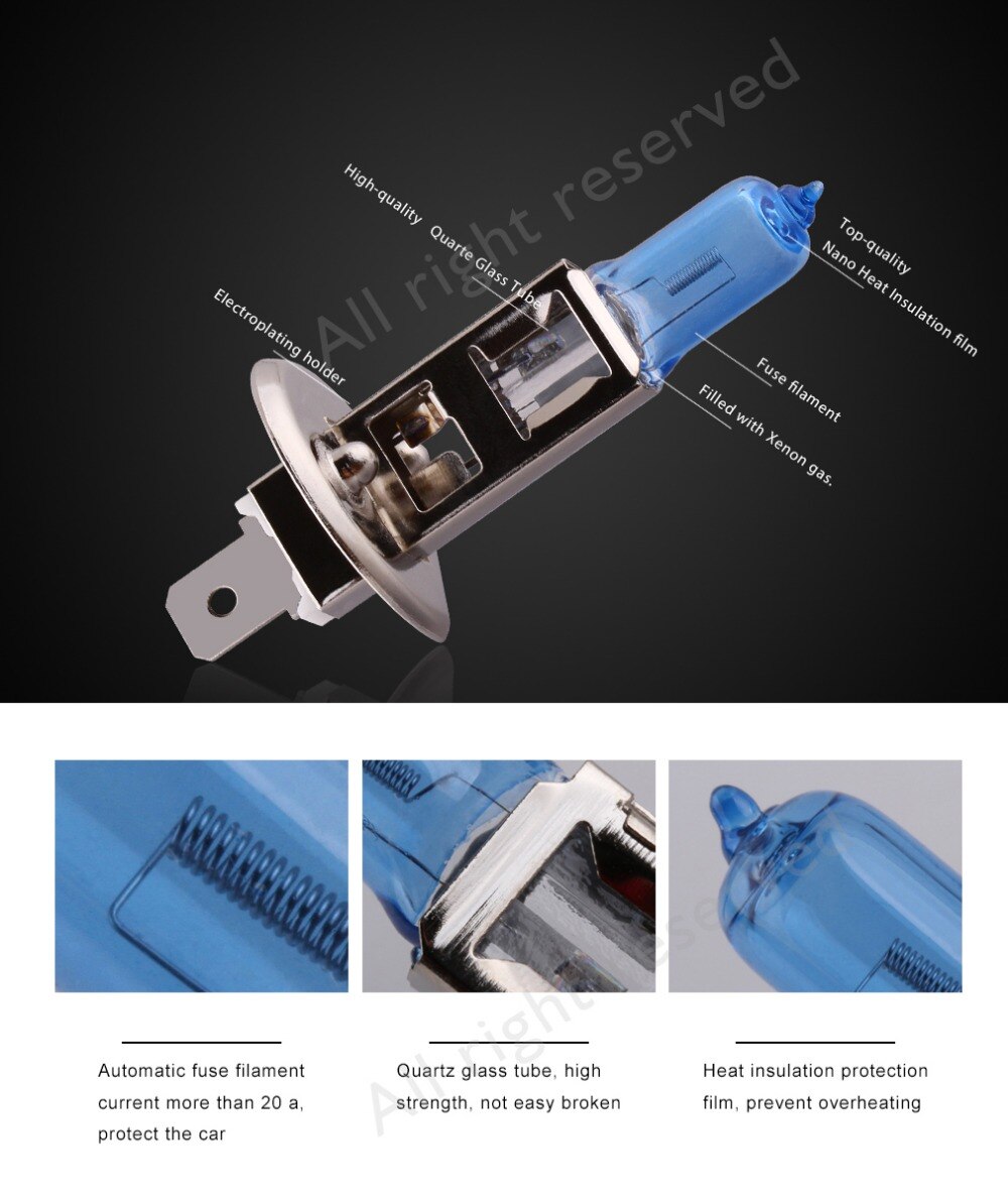 2 stücke H1 55W 12V Super Helle Halogenlampe Auto Scheinwerfer Lampe Nebel Lichter hoch Energie Auto Licht lampen 5000K Weiß