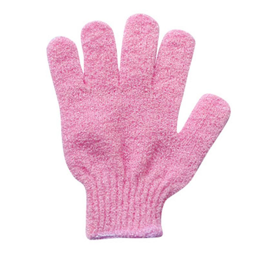 1Pair Shower Gloves Exfoliating Wash Skin Spa Bath Gloves Foam Bath Skid Resist #NE730: Pink