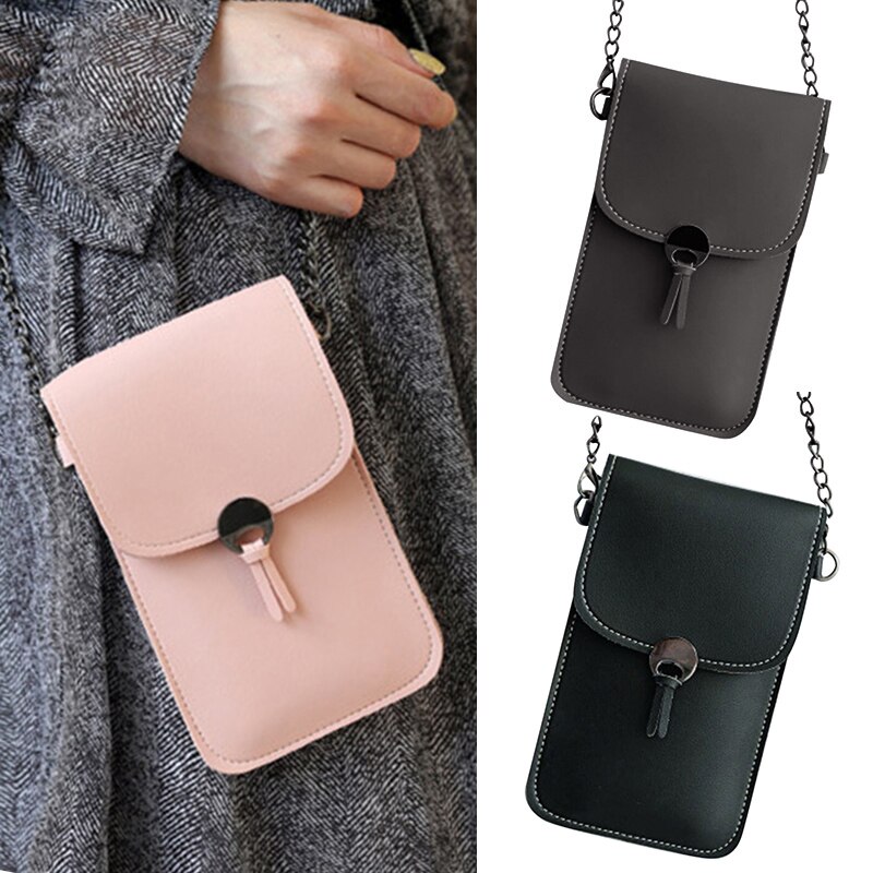 Ketting telefoon tasje helder transparant venster raakt scherm crossbody mobiele telefoon tasje  h9