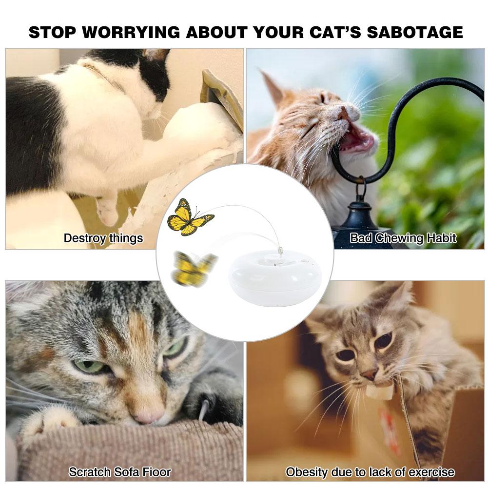 Interactive Cat Toy 360 Degree Self Rotating Cat Butterfly Toy Automatic Battery Operated Funny Cat Toy For Cats Kitten