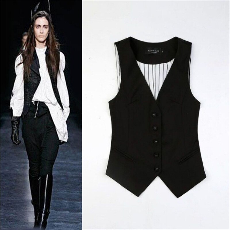 Dress vest kvinner spleis enkelt brystet ermeløs jakke kvinne formell sans manches stripe vester mairuker dress vest  w91167: 4xl