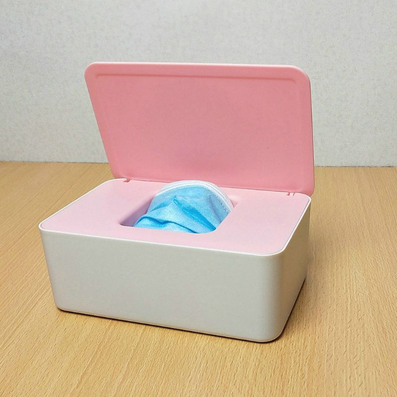 Baby Wet Wipes Dispenser Tissue Storage Box Mouth Masks Case Holder with Lid R2JF