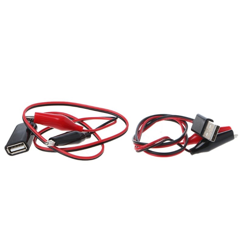 1 Pair Alligator Test Clips Clamp to USB Male Female Connector Power Supply Adapter Cable Wire 50cm Voltmeter Ammeter Monitor