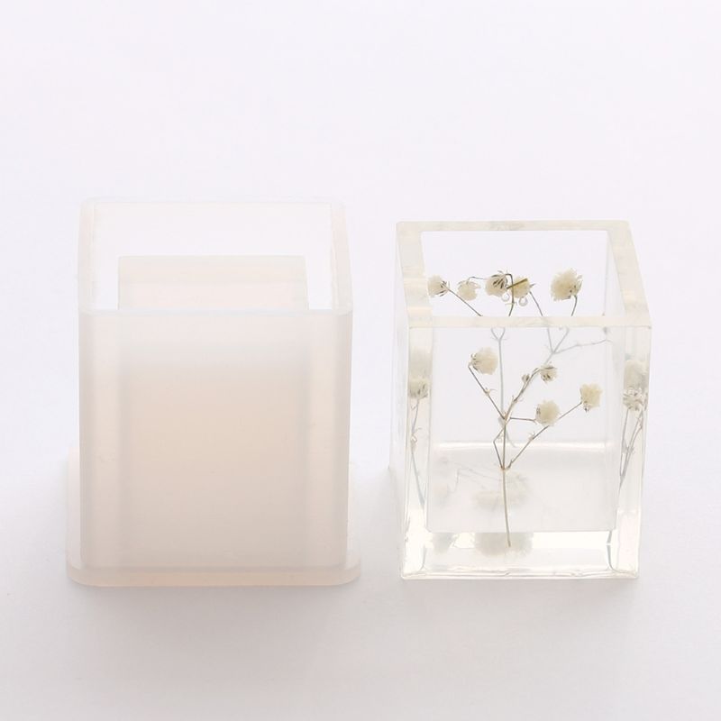 2pcs/set Round Cube Succulent Plants Flower Pot Silicone Mold Epoxy Resin Cement