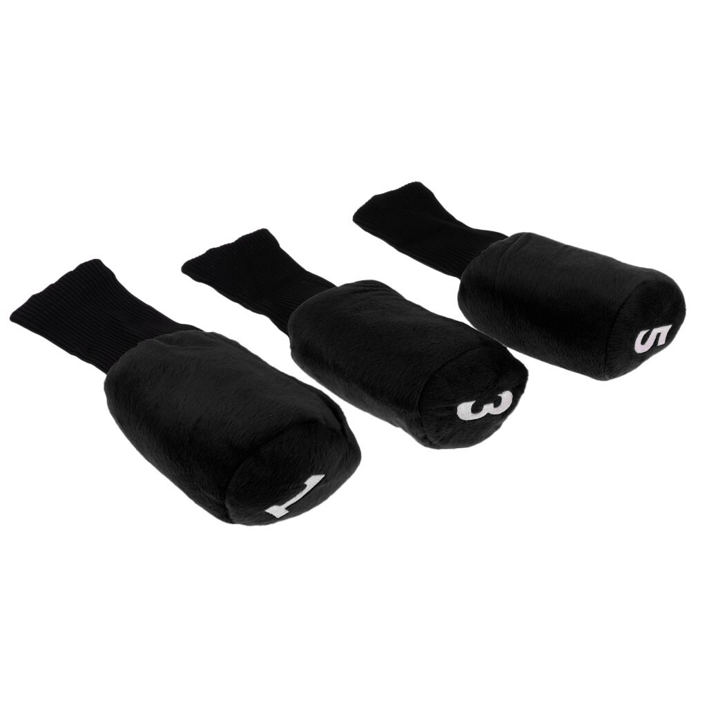 3 Pcs Duurzaam Lichtgewicht Golf Hoofd Zwart Rood Cover Accessoires Headcover Beschermer Voor Driver Fairway Wood Head: Black