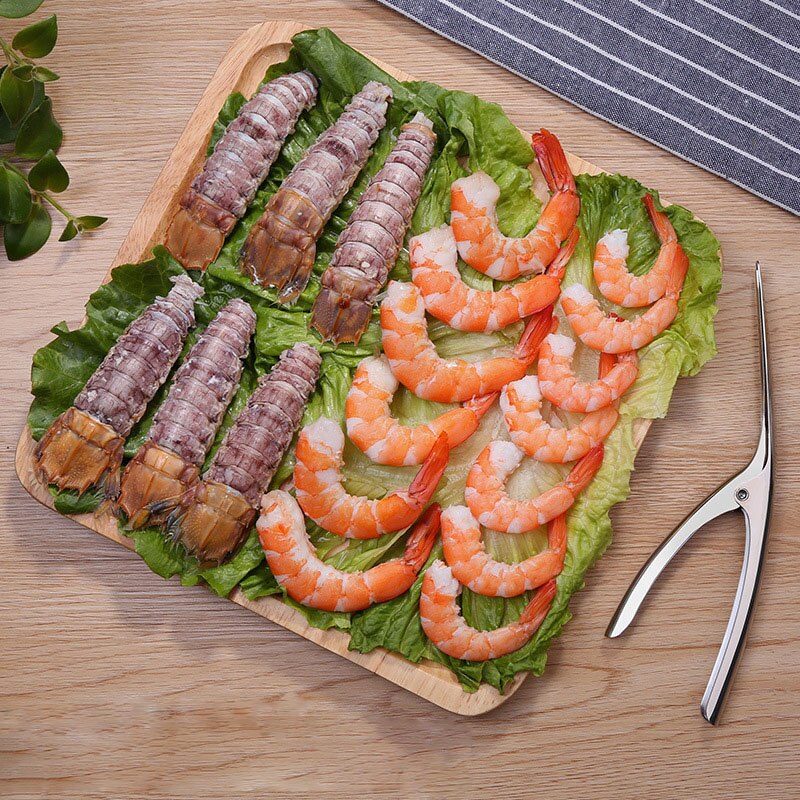 Pince à éplucher les crevettes en acier inoxydable, éplucheur de crevettes de cuisine, outils de fruits de mer
