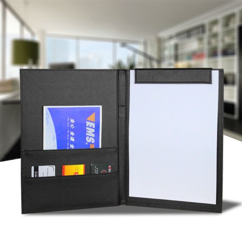 A4 PU Leather Writing Pads Clipboard Notebooks for Business Conference School With Name Card Holder Office School Supplies 1097