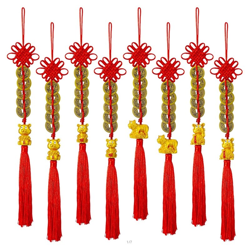 8 Pieces Of Chinese Feng Shui Charm Good Luck Charm For The 2022 Golden Chinese Year Of The Tiger Mascot: Default Title