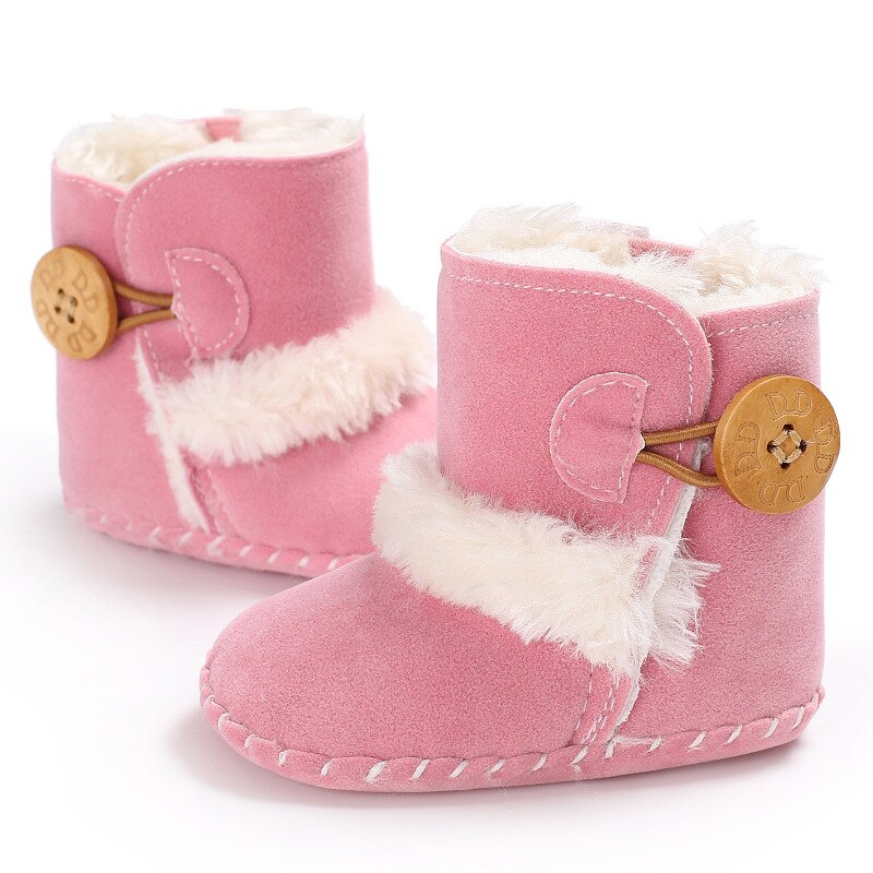 Baby Boys Boots Baby Girls Shoes Keep Warm Button Buckle Soft Sole Snow Boots Toddler Winter Boots Snowshoes 6 colours: pink / 1