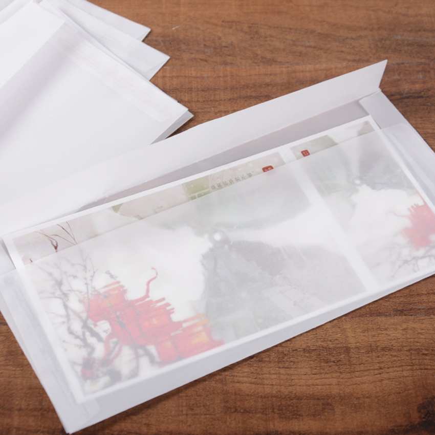 Postcards 50pcs In/ 23x16cm Translucent Mailer/ Envelope Diy Parchment Paper Envelopes For Wedding Party Invitation Card