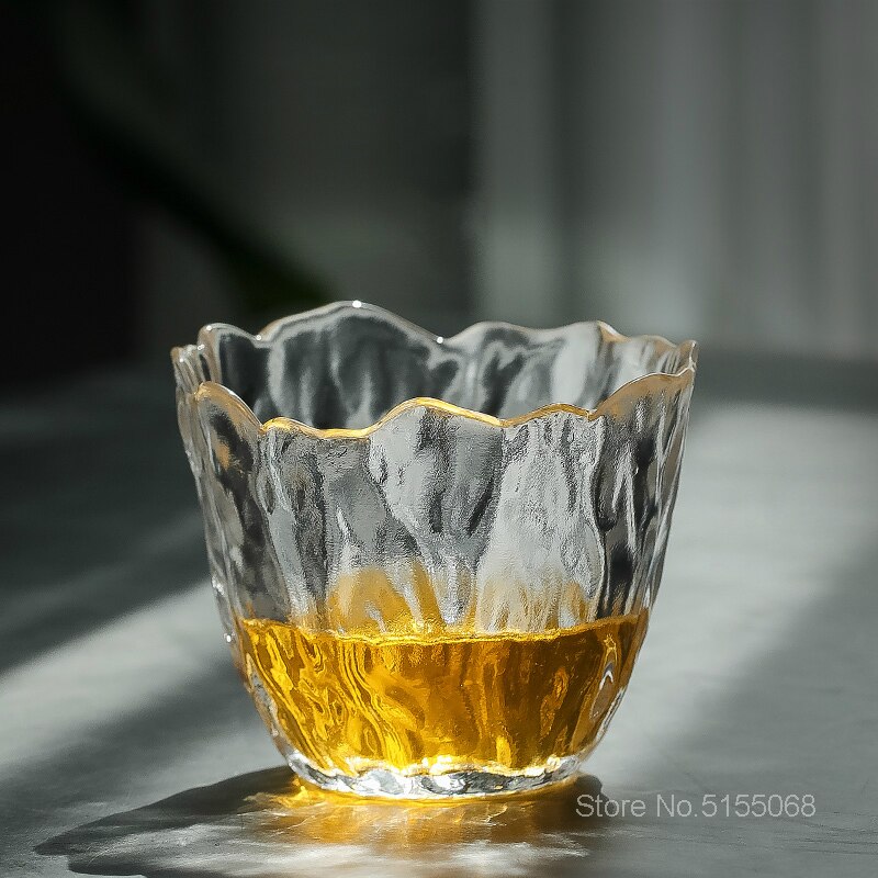 Japansk stil frost blommor hammare kung fu te kopp kronblad skull glas kvinnlig vacker konst vin skott glas whisky tumbler tekopp