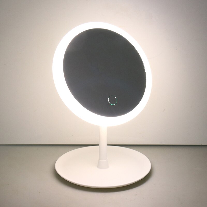 Desk Ring Light Mirror Led Smart Touch Control Lighted Makeup Vanity Stand Up Led Vanity Mirror USB Use Makeup Mirror